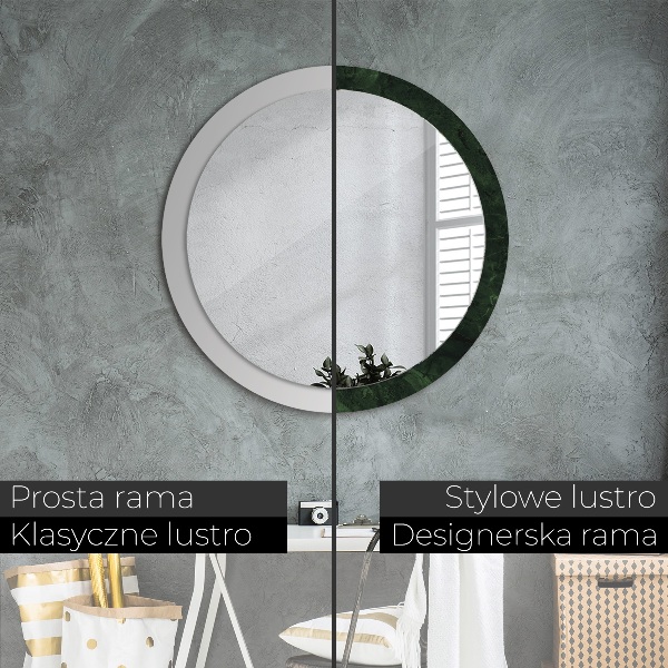 Round printed mirror Green marble