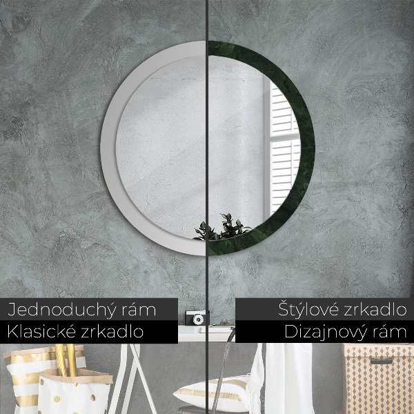 Round printed mirror Green marble