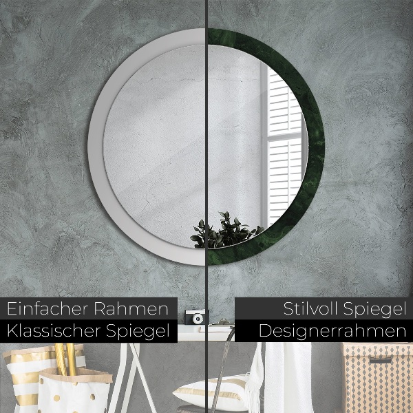 Round printed mirror Green marble