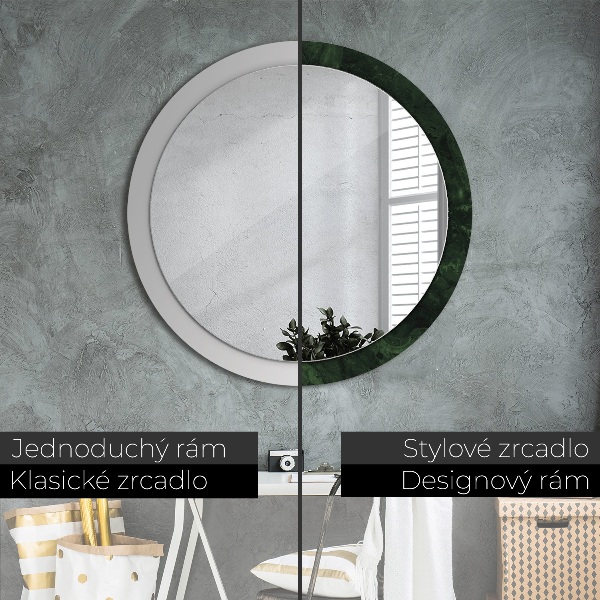 Round printed mirror Green marble