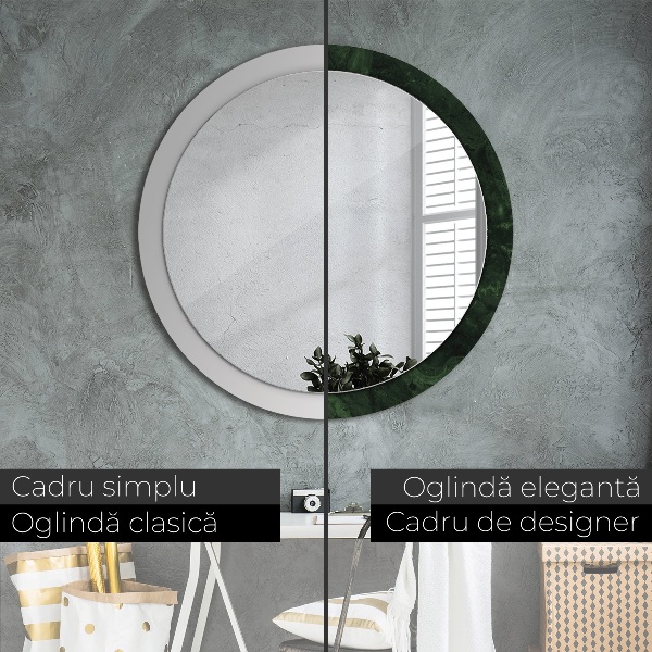 Round printed mirror Green marble