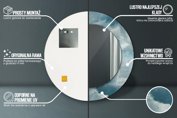 Round wall mirror decor Blue onyx marble