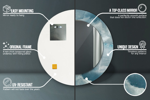 Round wall mirror decor Blue onyx marble