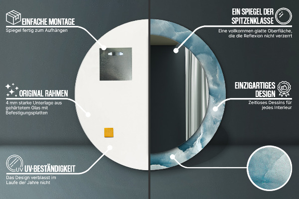 Round wall mirror decor Blue onyx marble