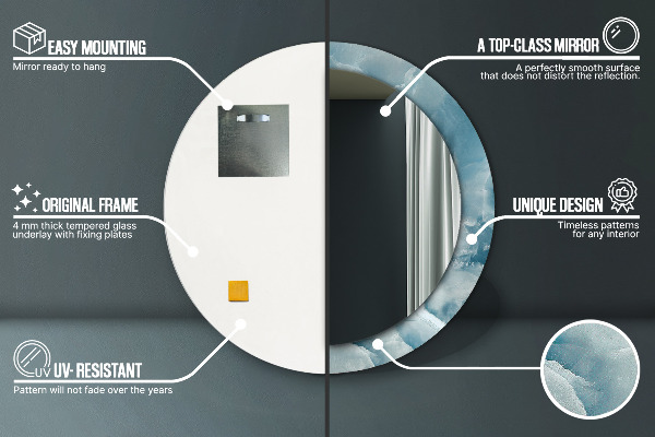 Round wall mirror decor Blue onyx marble