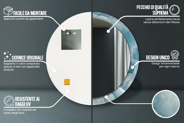 Round wall mirror decor Blue onyx marble