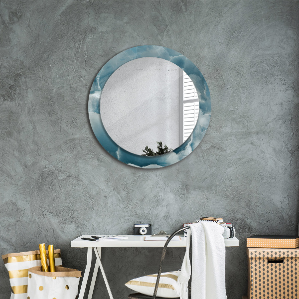 Round wall mirror decor Blue onyx marble