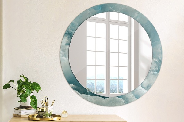 Round wall mirror decor Blue onyx marble