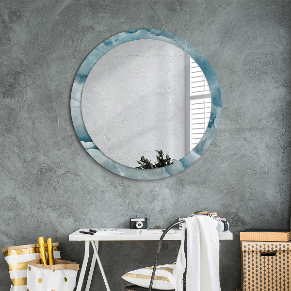 Round wall mirror decor Blue onyx marble