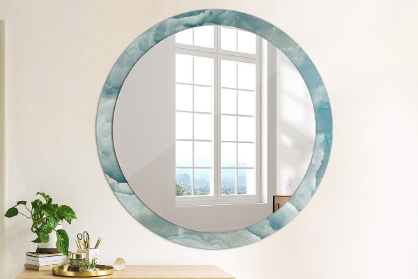 Round wall mirror decor Blue onyx marble