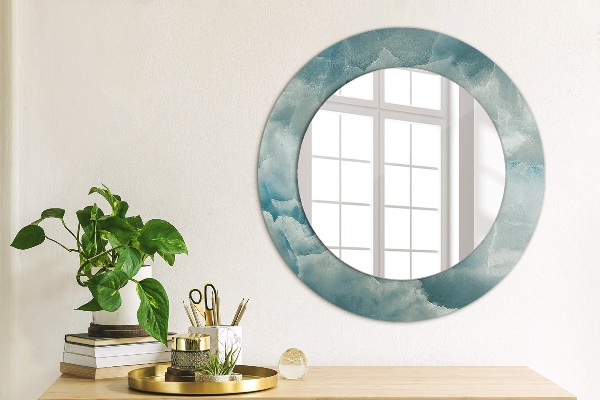 Round wall mirror decor Blue onyx marble