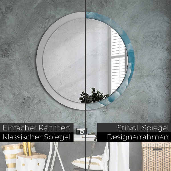 Round wall mirror decor Blue onyx marble