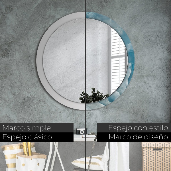 Round wall mirror decor Blue onyx marble
