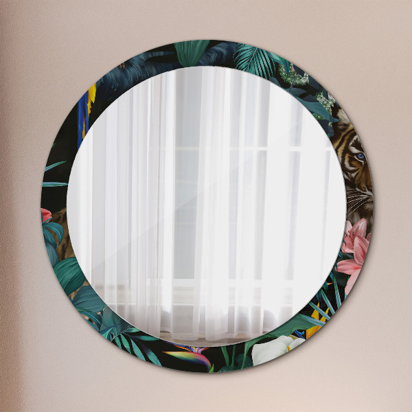 Round wall mirror decor Forest in the jungle