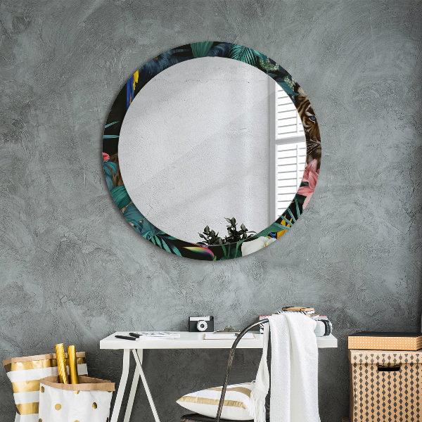Round wall mirror decor Forest in the jungle