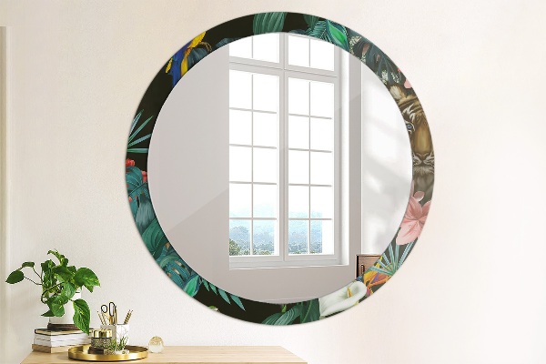 Round wall mirror decor Forest in the jungle