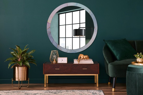 Round wall mirror decor Abstract fluid