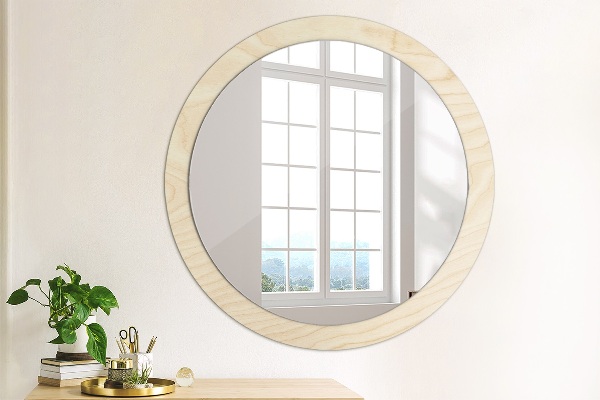 Round decorative mirror Wood texture