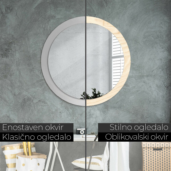 Round decorative mirror Wood texture