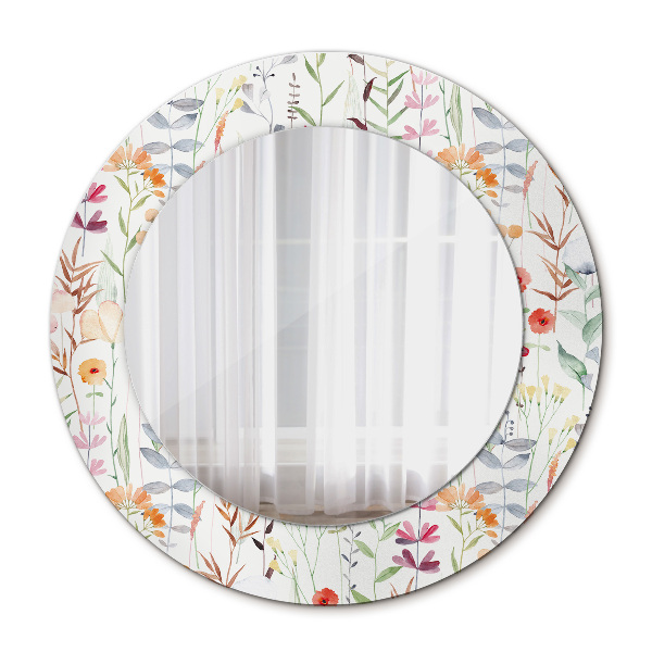 Round decorative mirror Wild flowers