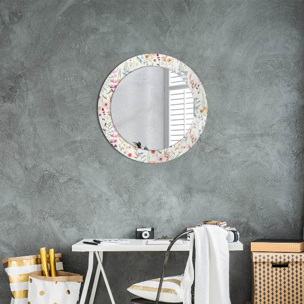 Round decorative mirror Wild flowers