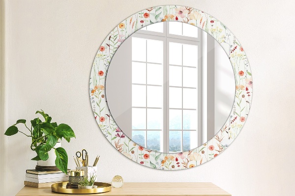 Round decorative mirror Wild flowers