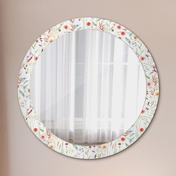 Round decorative mirror Wild flowers