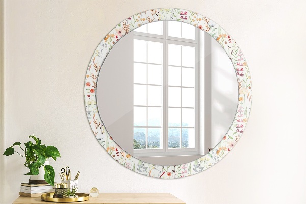 Round decorative mirror Wild flowers
