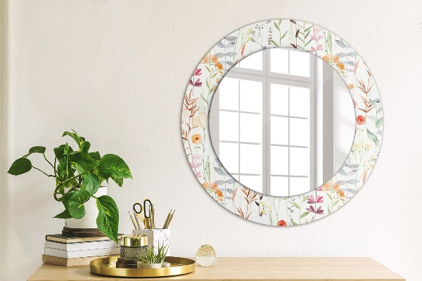 Round decorative mirror Wild flowers