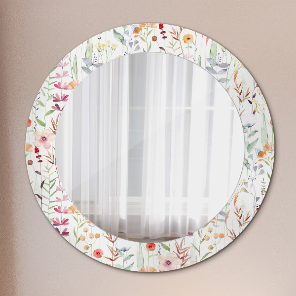 Round decorative mirror Wild flowers