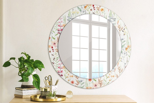 Round decorative mirror Wild flowers