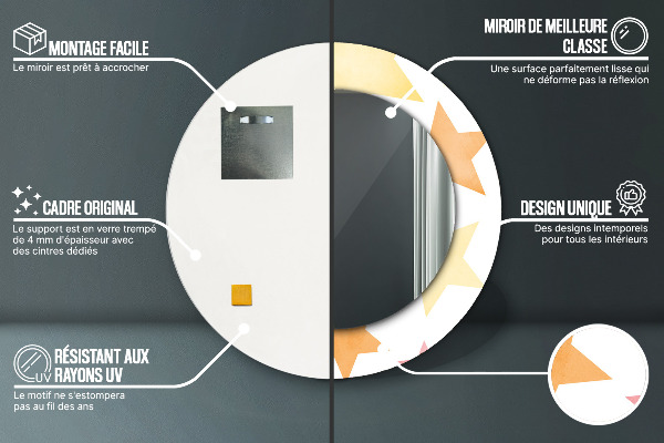 Round decorative mirror Pastel stars