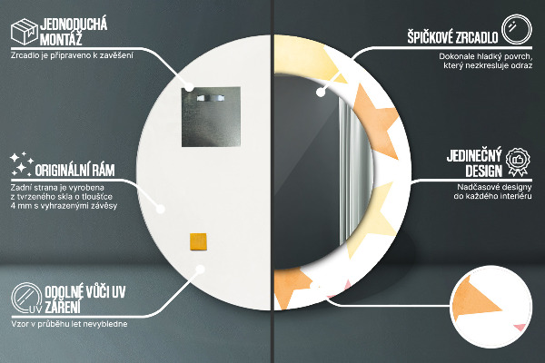 Round decorative mirror Pastel stars