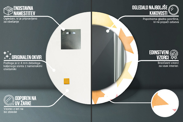 Round decorative mirror Pastel stars