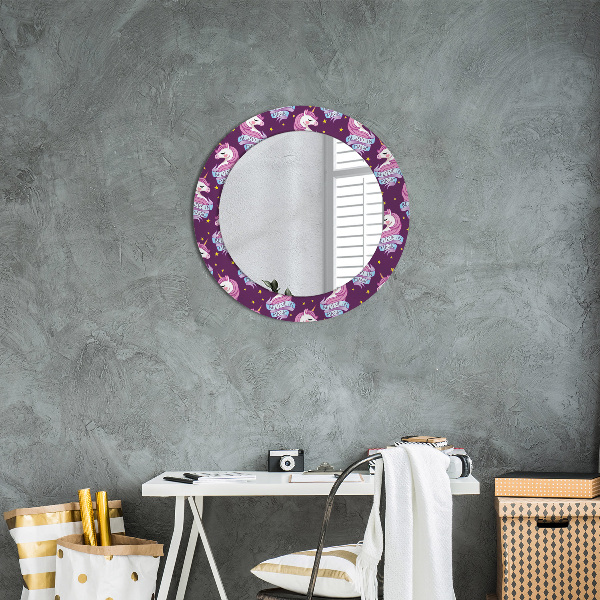 Round decorative mirror Unicorn stars