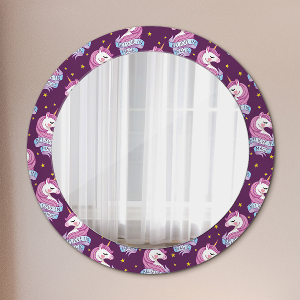 Round decorative mirror Unicorn stars
