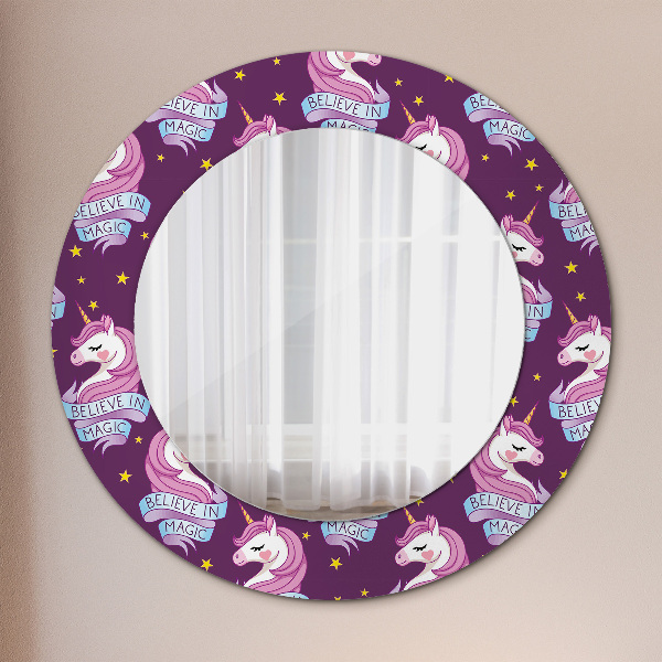 Round decorative mirror Unicorn stars