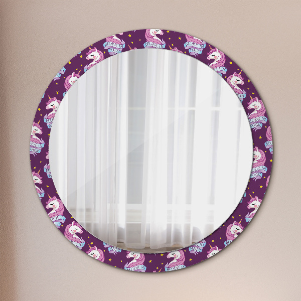 Round decorative mirror Unicorn stars