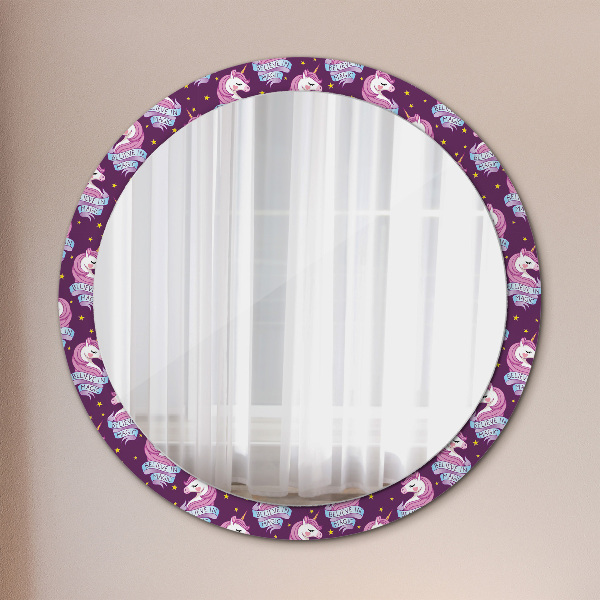Round decorative mirror Unicorn stars