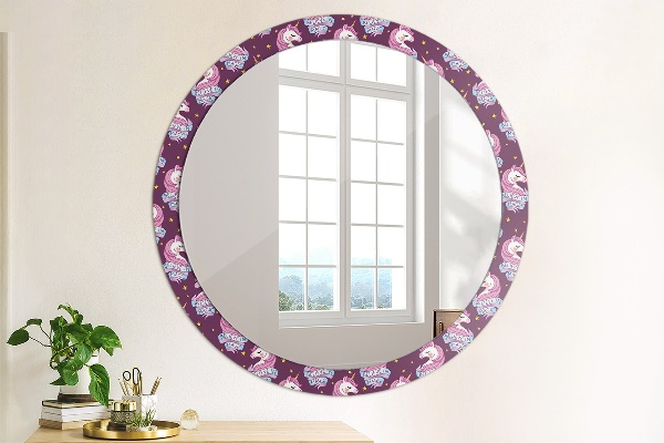 Round decorative mirror Unicorn stars