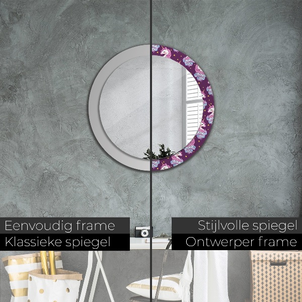 Round decorative mirror Unicorn stars