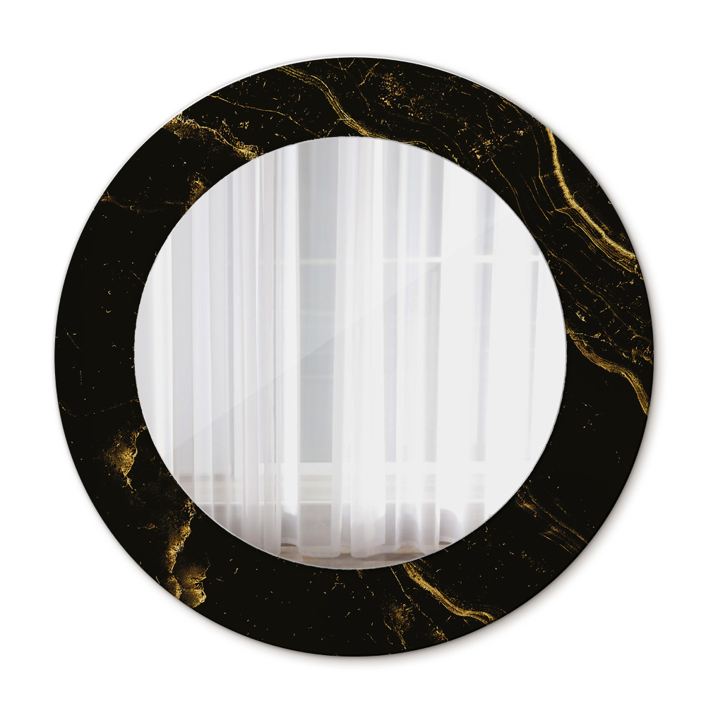 Round wall mirror design Black marble