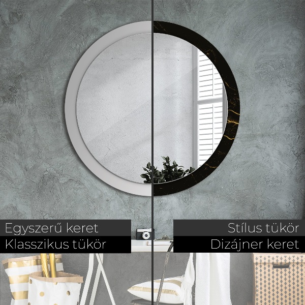 Round wall mirror design Black marble