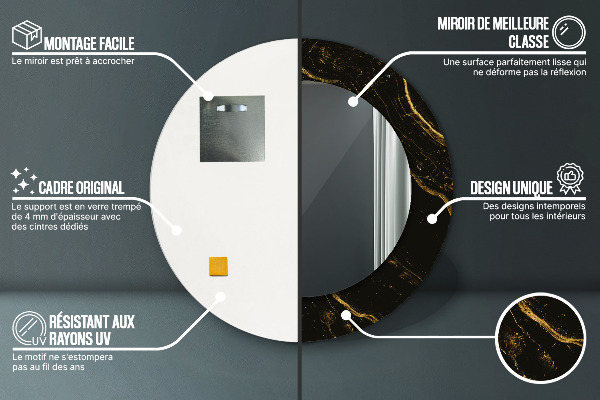 Round wall mirror design Black marble