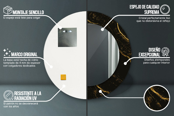 Round wall mirror design Black marble