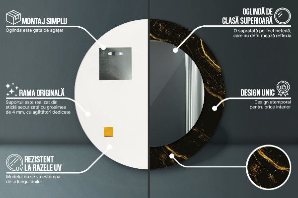 Round wall mirror design Black marble