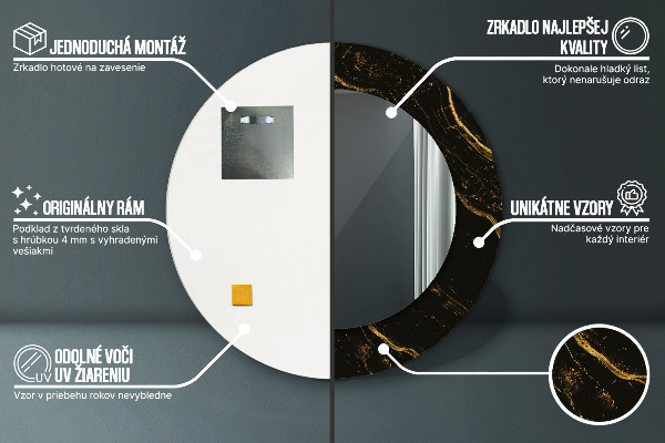 Round wall mirror design Black marble