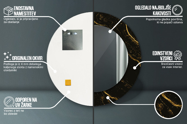 Round wall mirror design Black marble