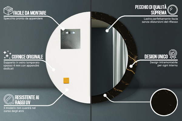 Round wall mirror design Black marble