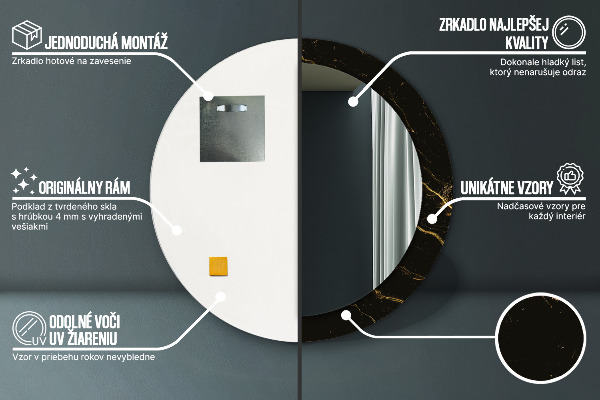 Round wall mirror design Black marble